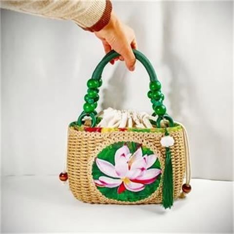 纯手工复古麻绳包包民族风中国结布艺手工艺品成品荷花拎包斜挎包