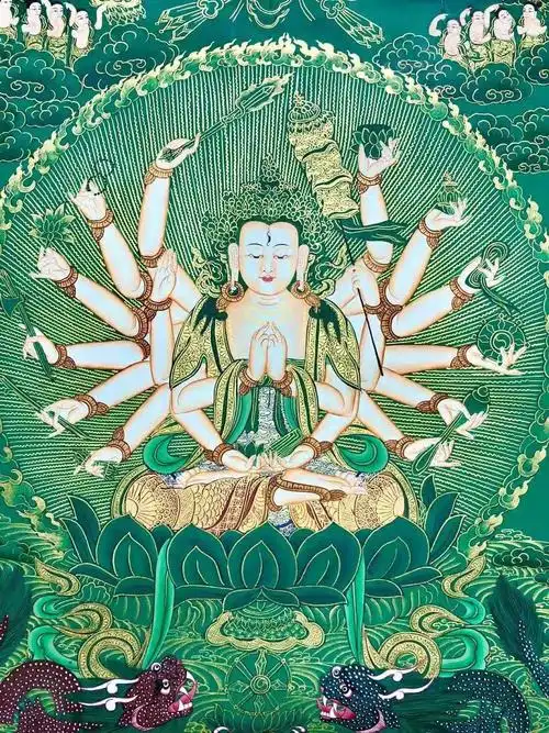 009 准提佛母 kumarlama 45*62cm 尼泊尔唐卡