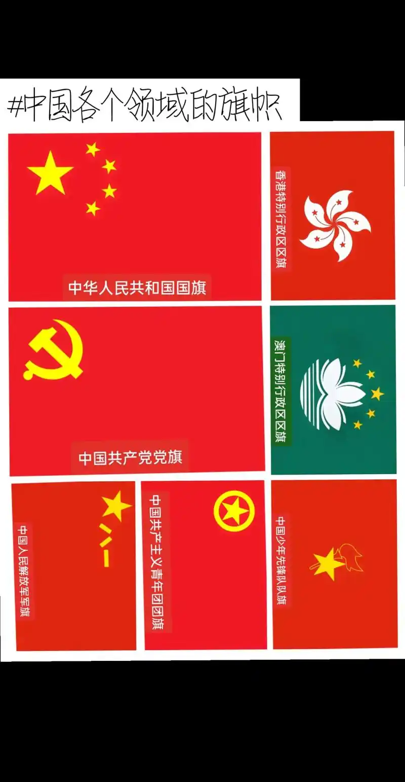 中国各个领域的旗帜.#中华人民共和国万岁 #祝祖国繁荣昌盛国 - 抖音