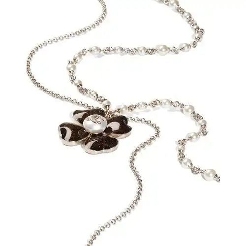 【尚】chanel香奈儿女士饰品双层项链珍珠金属链条黑色四叶草吊坠水晶