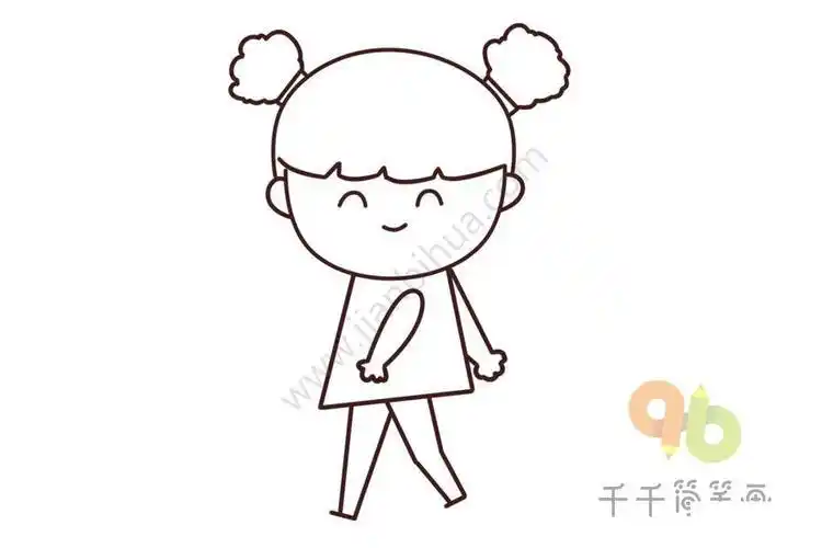 女孩再见简笔画