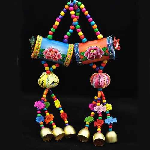 云南丽江少数民族风手工饰品 名族中国风复古小鼓风铃挂件装饰品