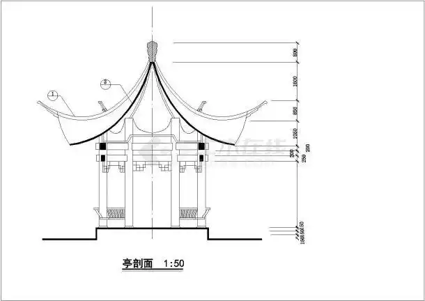 深圳农业现代化示范区景观施工图-亭剖面.