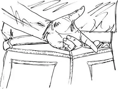 十指紧扣草绘的交叉手指在他背后的男人.矢量插画-桌面插画