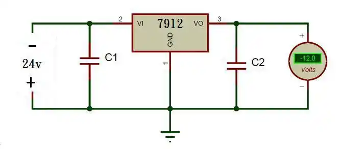 我我要得到一个负12v电压,为什么接好了7912输出却是一个正12v