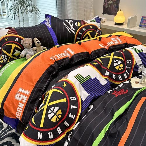 丹佛掘金nba卫冕冠军球队四件套床单被套学生宿舍单人床上三件套