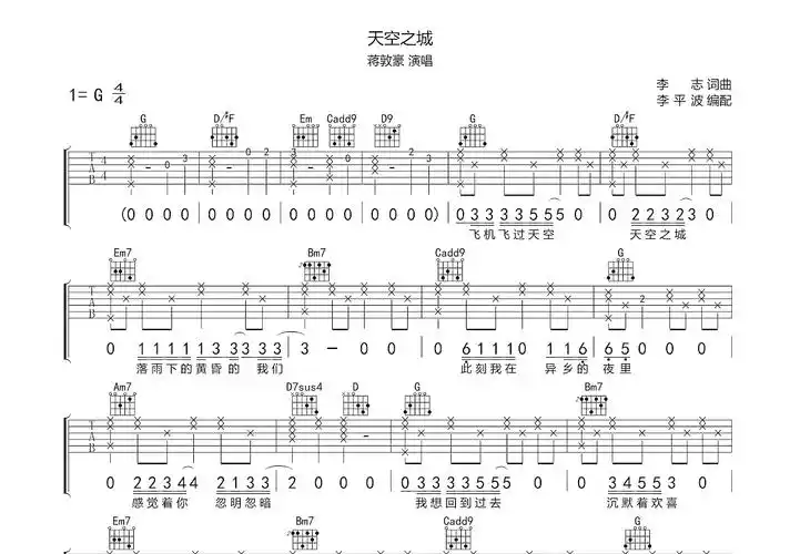 蒋敦豪《天空之城》吉他谱 专辑版