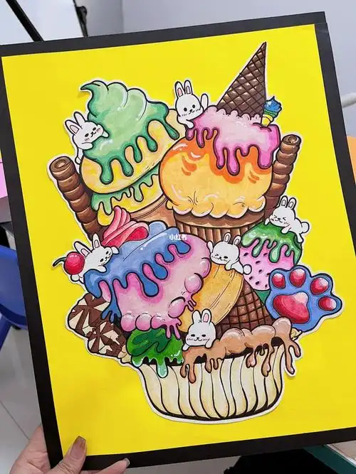 少儿创意美术  #创意儿童画  #画画  #马克笔上色