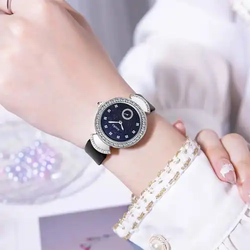 奥刻女士石英表抖音直播轻奢真皮女腕表防水镶钻女表 - 手表 - 备货网
