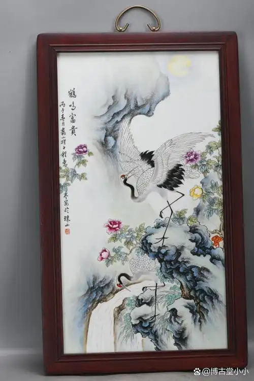 民国珠山八友程意亭粉彩瓷板画,长62厘米,宽37厘米