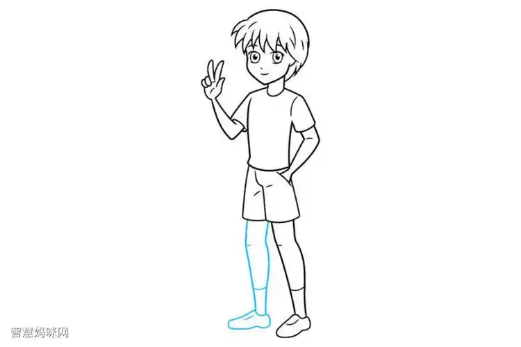 如何画一个动漫男孩的全身