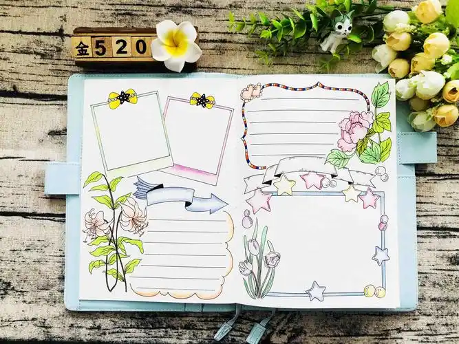 手帐| 零基础用花朵装饰小清新手帐手抄报