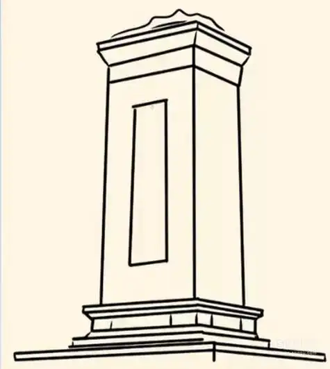 卡通简笔画烈士纪念碑画法第三款人民英雄纪念碑建筑简笔画步骤图片