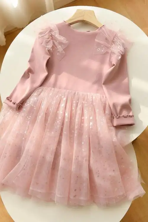 公主范 春款山东网店 粉色2113星星亮片纱裙 110适合身高100cm左右