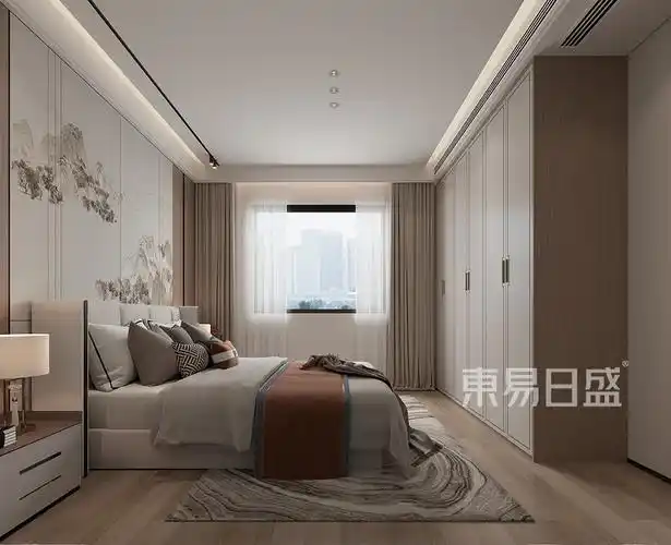 电网小区300㎡新中式风装修效果图