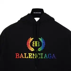 巴黎世家 balenciaga 彩虹刺绣麦穗bb字母 双b 男女连帽卫衣帽衫