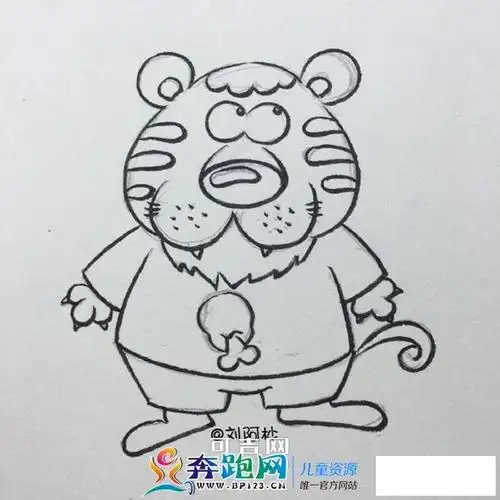 简笔画卡通风的老虎先生