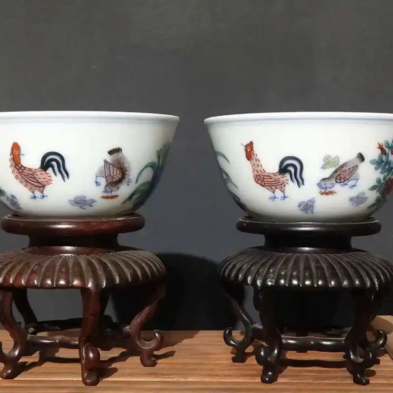 仿成化斗彩鸡缸杯 - 抖音