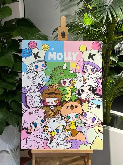 泡泡玛特molly丙烯画步骤装饰画