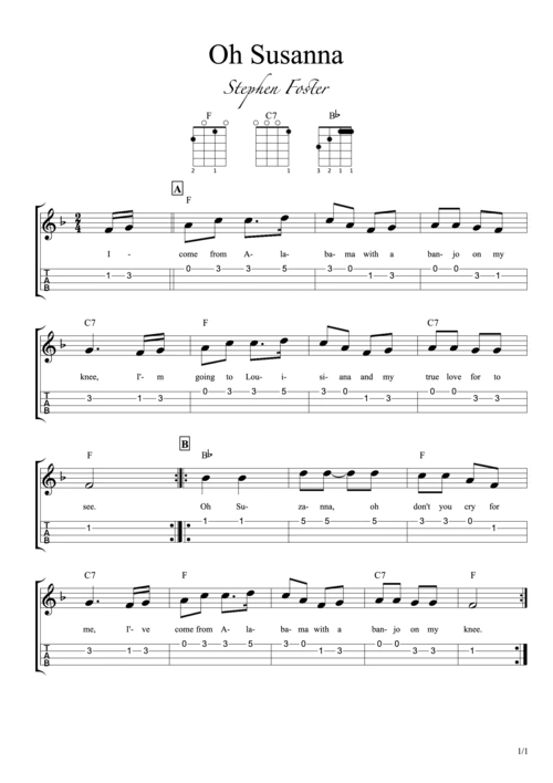 oh susanna吉他谱(pdf谱,尤克里里,弹唱)_群星(various artists)
