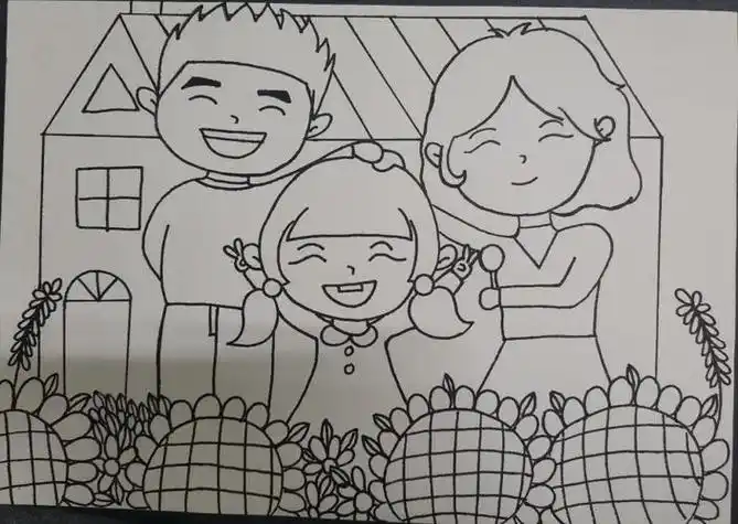 画-我爱我家简笔画幼师刀叉人文绘画儿童简笔画我的家卡通图片素描