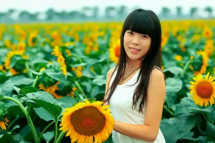 第一次看到向日葵花海,女友和小搏有点兴奋