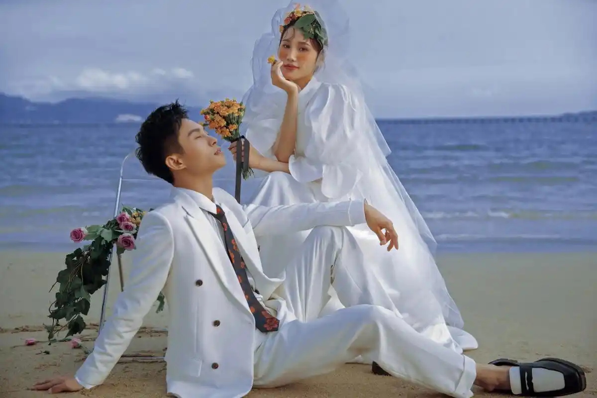 夏日海边婚纱照好浪漫9615像电影胶片.