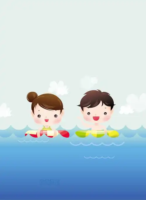 卡通儿童游泳招生海报背景