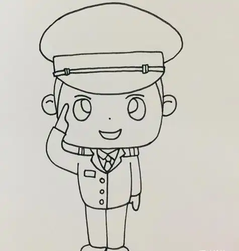简笔画简单彩色简单易学警察简笔画教程敬礼的警察叔叔怎么画警察简笔