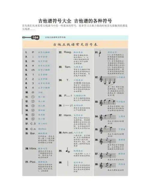 吉他谱符号大全吉他谱的各种符号