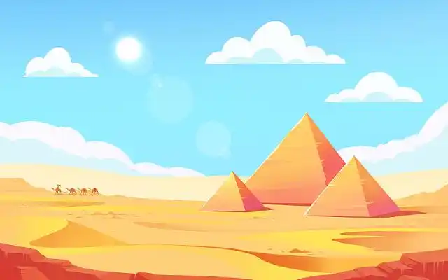 黄色卡通埃及金字塔沙漠风景插画扁平沙漠插画