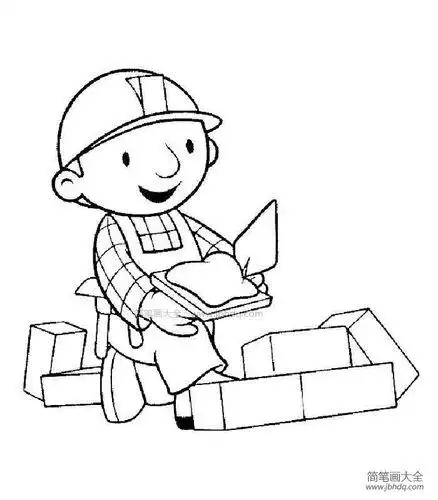 奋斗搬砖的简笔画小人