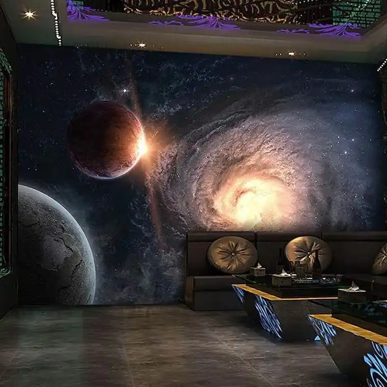 宇宙星空壁布ktv酒吧包厢壁画主题酒店电.宇宙星空壁布ktv - 抖音