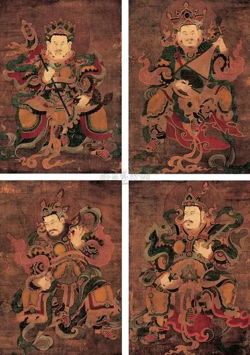 0123 四大天王像 镜心 设色绢本