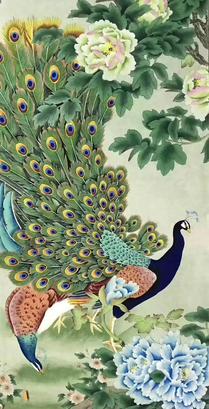 今日推荐大师手绘四尺工笔孔雀吉祥图欢迎鉴赏收藏