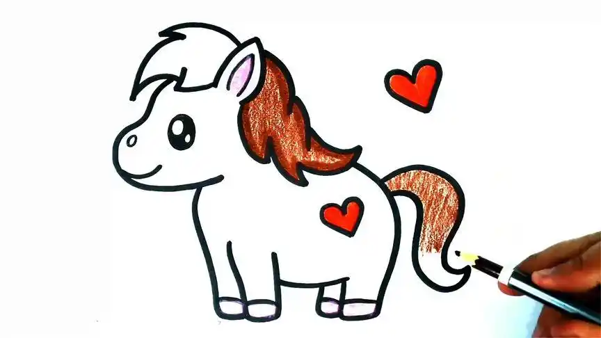 简笔画:画一匹小马,简单易学的卡通画过程