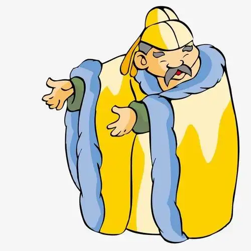 卡通大臣人物插图元素大臣请假六天朱元璋准了第七天大臣回来朱元璋杀