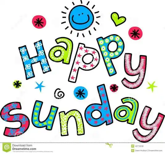 happy sunday cartoon text clipart stock illustration.