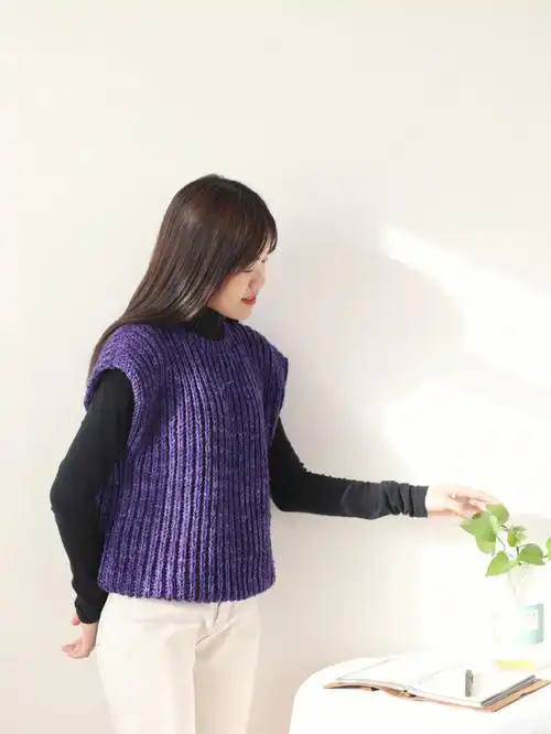 毛儿手作双元宝女士背心附图解