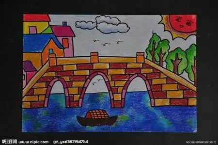 儿童画小桥彩色图片下面有一些图画可以看一下,都比较简单的!