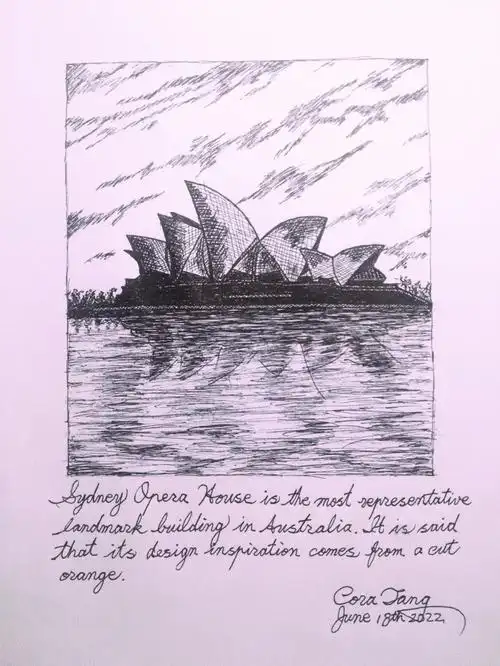 钢笔画悉尼歌剧院