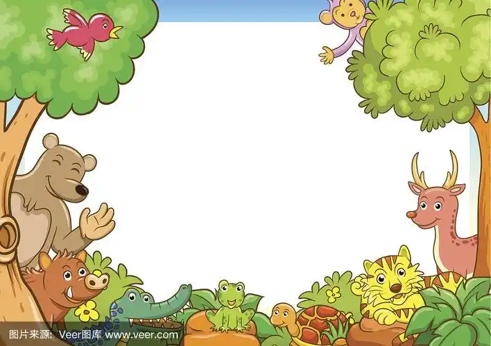 可爱的,动物,边框,艺术,无人