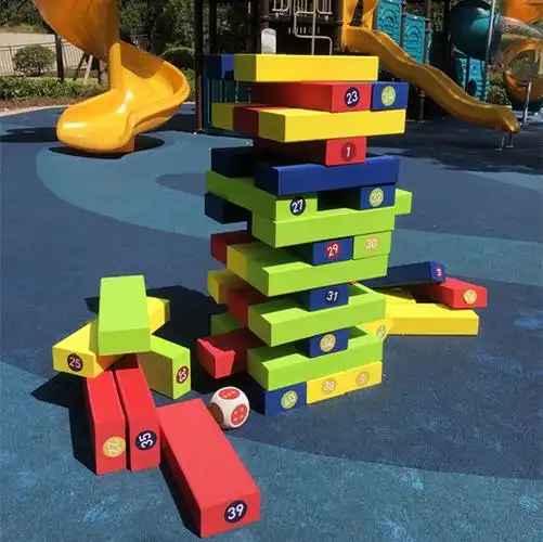 户外大型叠叠高积木抽抽乐游戏玩法