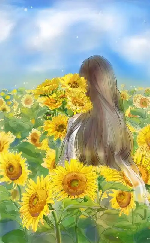 二次元动漫 向日葵女孩,明媚阳光下明媚的你,来自初夏的治愈