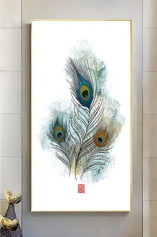 孔雀羽毛室内装饰画