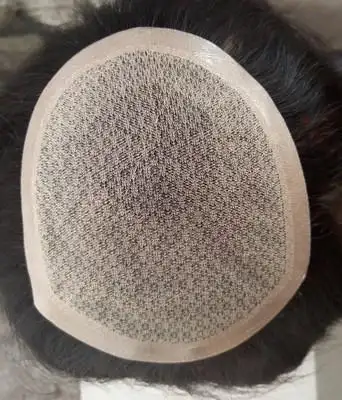 男士头顶假发片全手织递针真发隐形刘海织发前额补发块男式风采