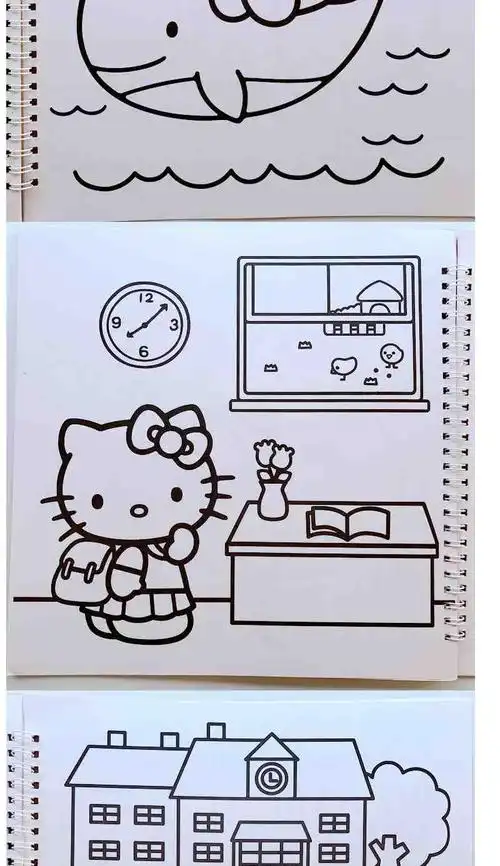 凯蒂猫hellokitty可爱小猫咪卡通女孩儿童填色本涂色本画画本书kt猫