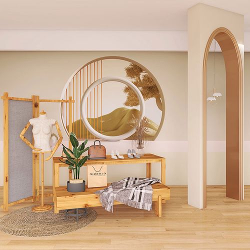 3d立体拱门造型墙纸童装女装直播间带货背景墙定制壁画