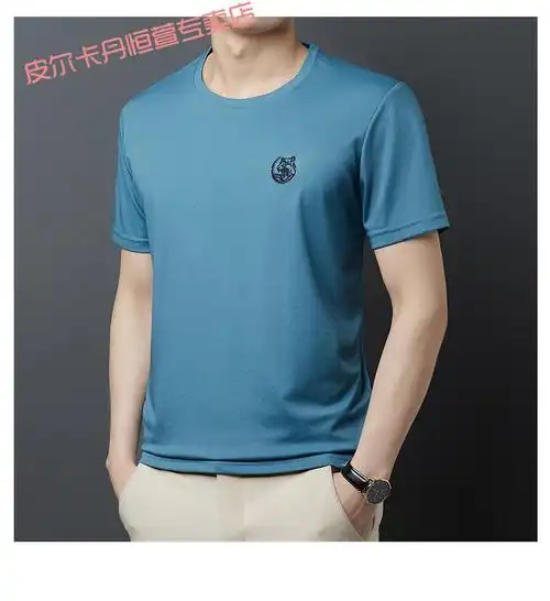皮尔卡丹轻奢品牌新款夏季圆领短袖t恤男士薄款休闲中年半袖汗衫男式