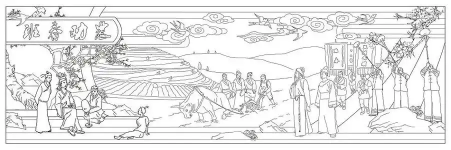 汤显祖系列浮雕线稿